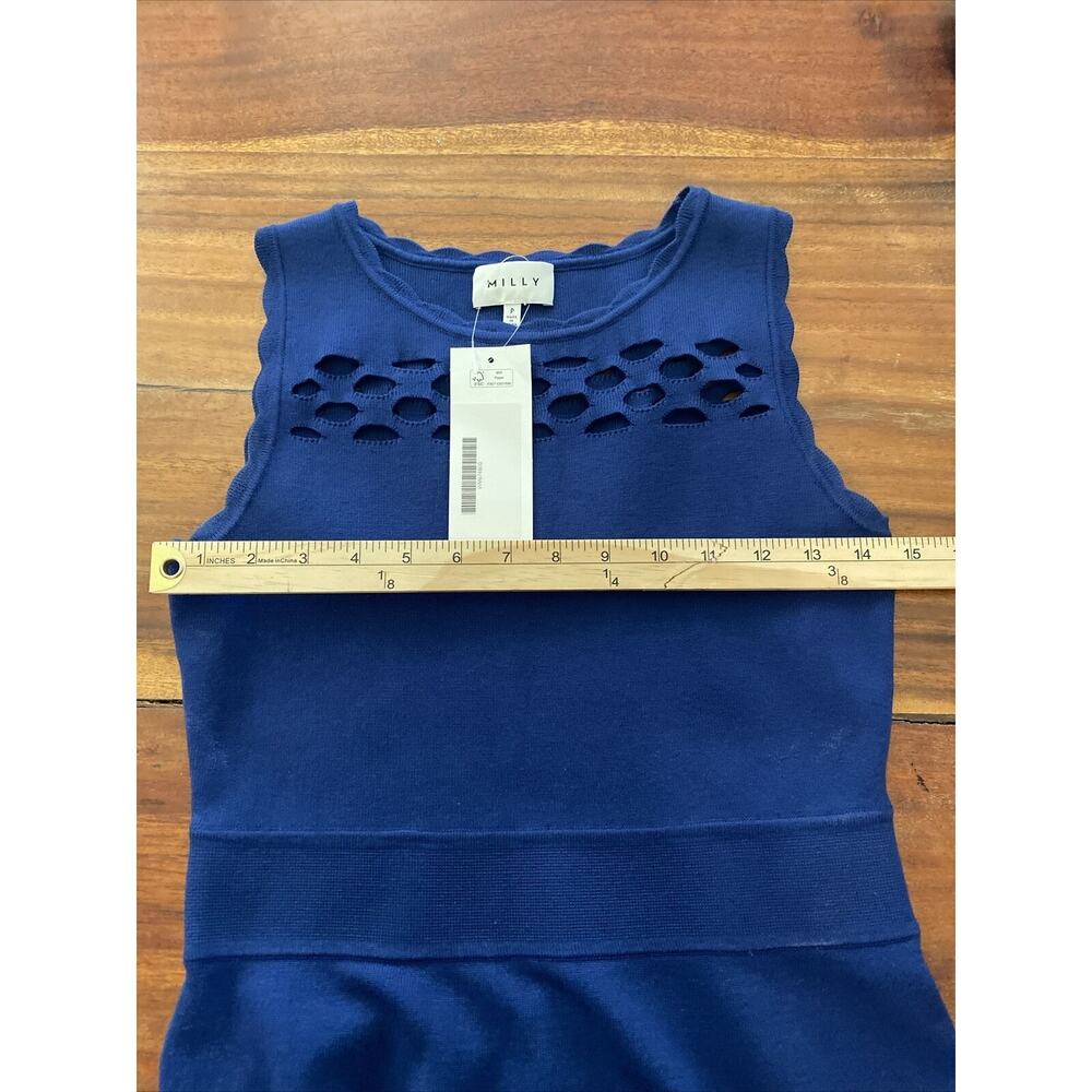 Milly New York Royal Blue Laser Cut Out Dress Fit Flare Size P - Picture 6 of 7